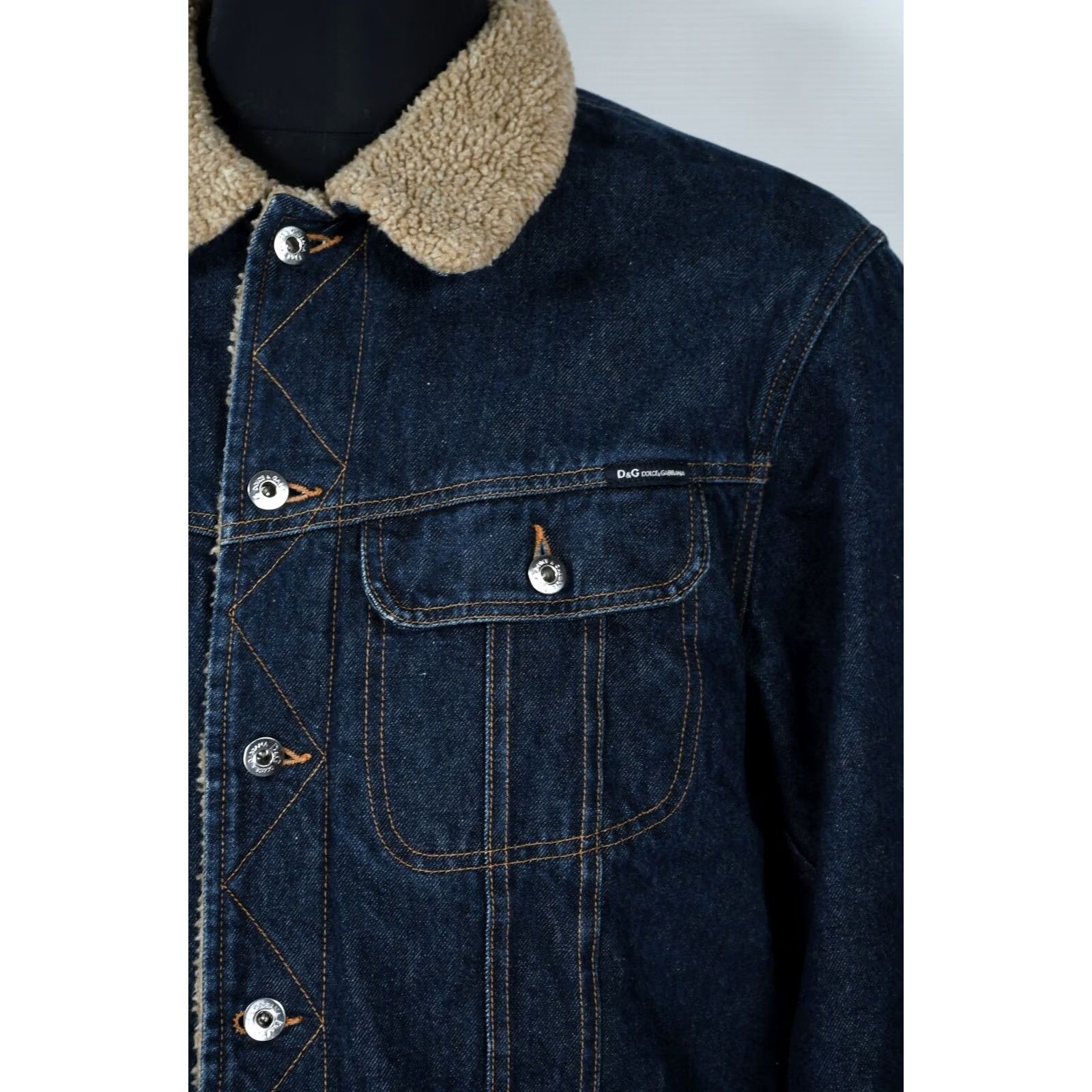 Dolce & Gabbana DOLCE&GABBANA Blue Denim Sherpa Cropped Jacket XL Men Denim Jacket Blues 90s Jeans style, Casual, Button 100% Cotton Blue Mens XL - Vintage? Size US XL / EU 56 / 4 - 7 Thumbnail
