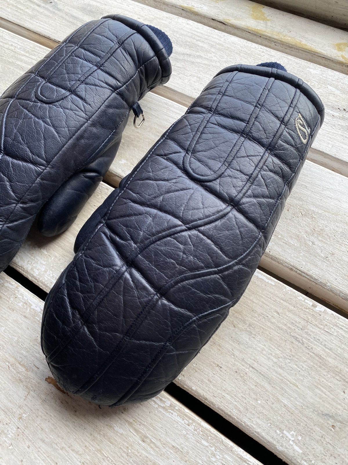 Japanese Brand × Leather × Vintage Vintage Made in Japan Black Leather motorcycle puffer gloves Size ONE SIZE - 4 Thumbnail
