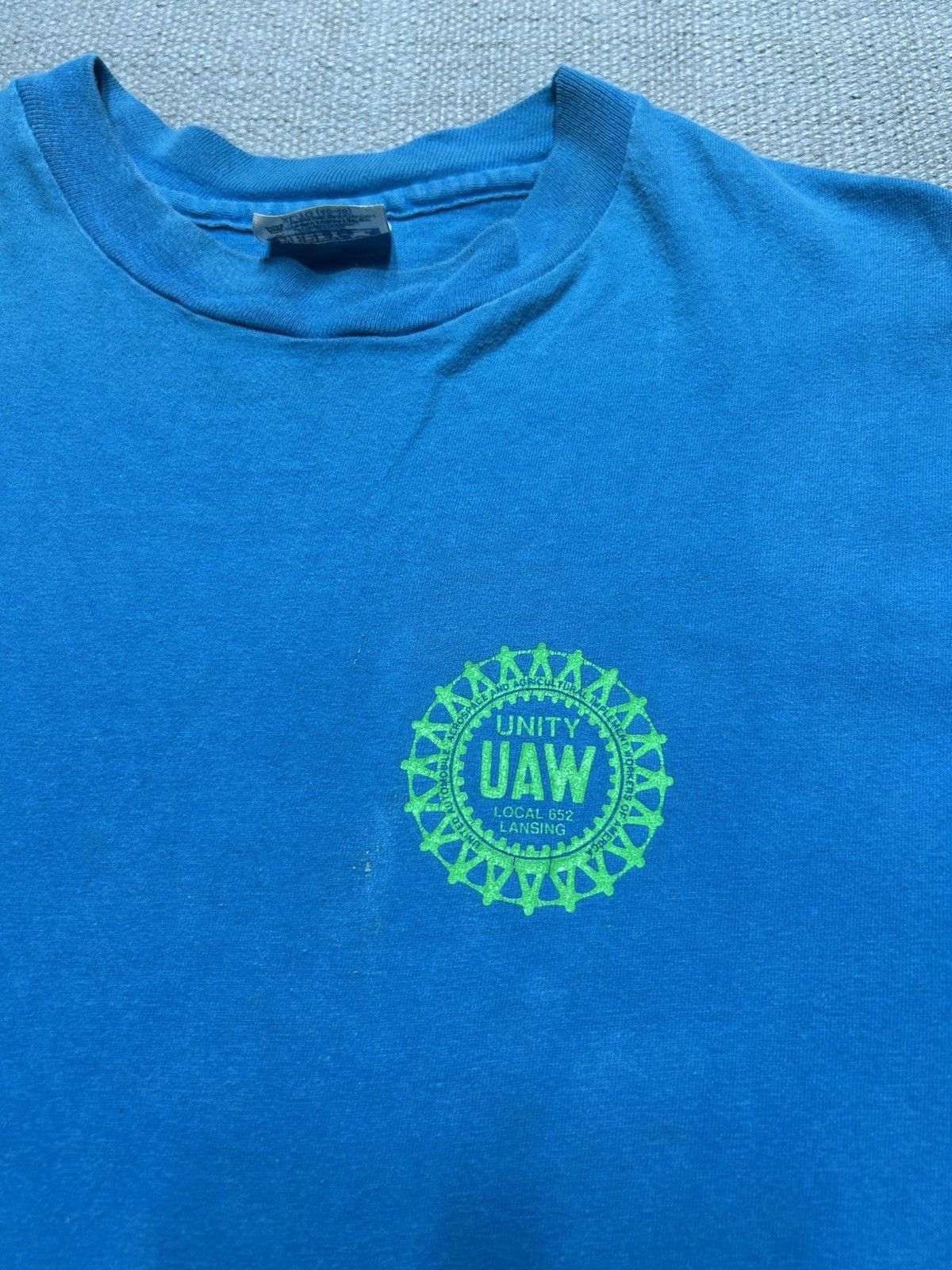 Vintage 80s t shirt local 652 Union Lansing Michigan Hanes cotton XL Size US XL / EU 56 / 4 - 8 Thumbnail