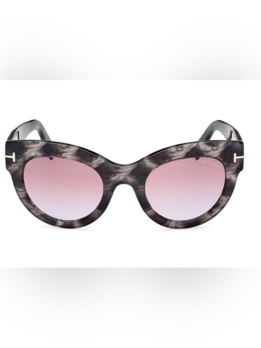 Tom Ford Marbled Gray Cat-Eye Sunglasses with Pink Gradient Lenses Size ONE SIZE - 1 Thumbnail