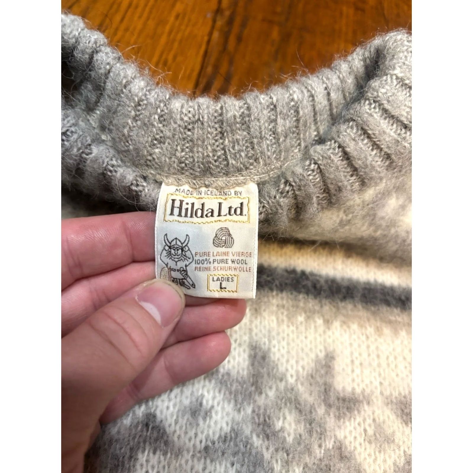 Vintage VINTAGE HILDA LTD. Sweater Grey Striped Wool Large Size L / US 10 / IT 46 - 3 Thumbnail