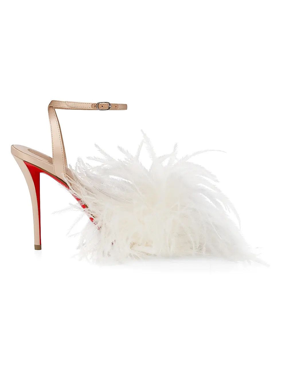 Christian Louboutin os11x0526 Miss Z Poupi 100mm Satin Sandals in White/Beige Size US 8 / IT 38 - 1 Preview