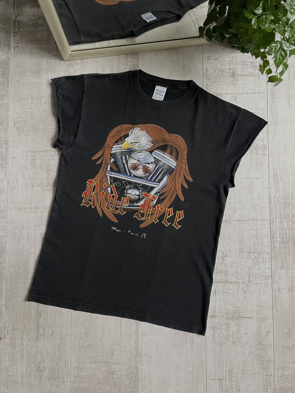 Harley Davidson × Tultex × Vintage VTG 90’s Ride Week Motorcycles T-Shirt Tultex Eagle RARE Size US M / EU 48-50 / 2 - 1 Thumbnail