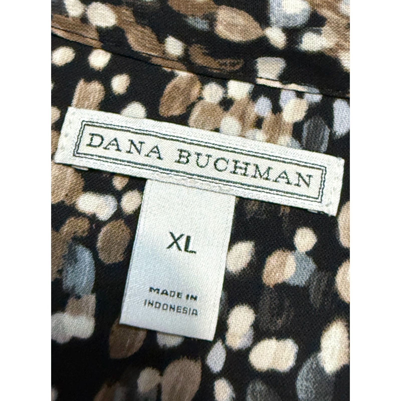 Vintage VINTAGE Dana Buchmann Shirt Women's XL Brown White Black Allover Print Button Up Size XL / US 12-14 / IT 48-50 - 5 Thumbnail