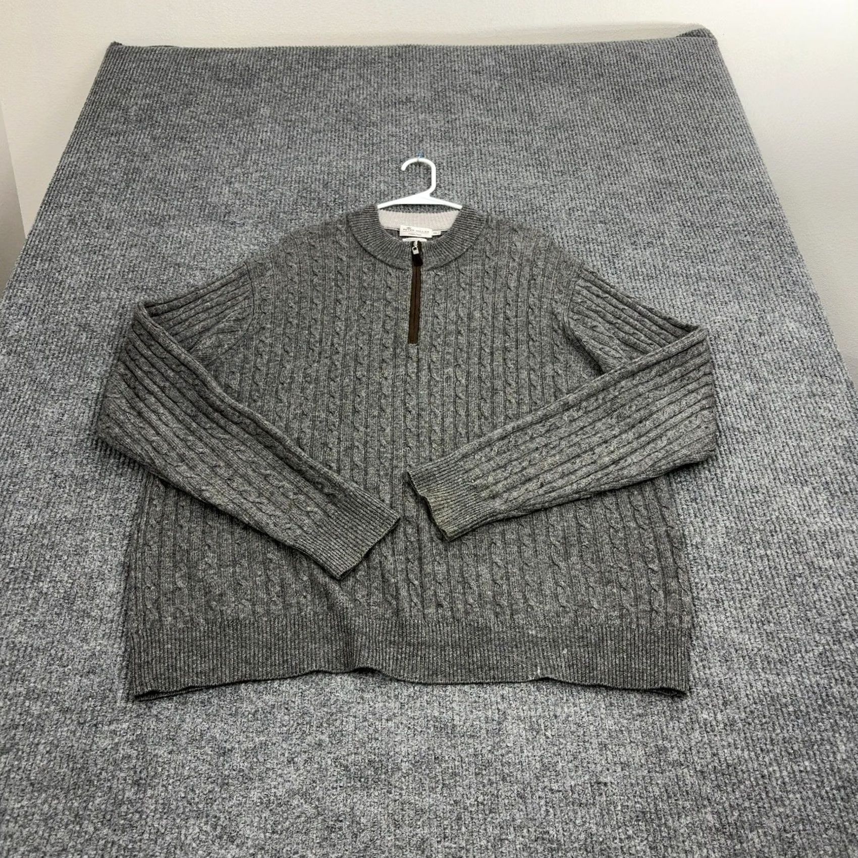 Peter Millar Peter Millar Sweater Mens XXL Gray Wool Cashmere Quarter Zip Cable Knit Luxury Size US XXL / EU 58 / 5 - 5 Thumbnail