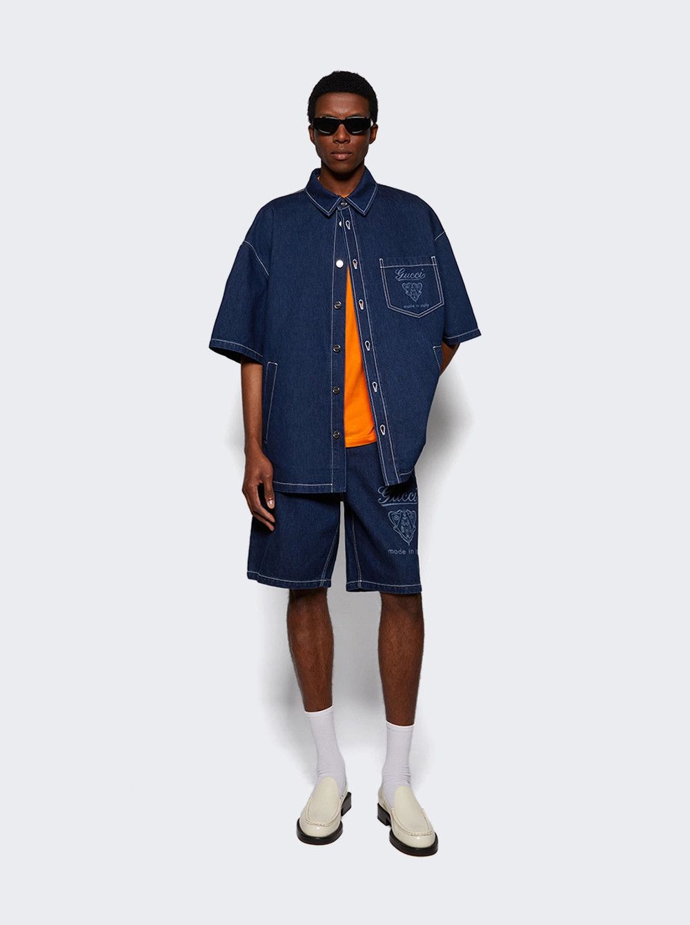 Gucci o1loc1c1125 815658 Lasered Denim Shirt in Midnight Blue Size US L / EU 52-54 / 3 - 5 Thumbnail
