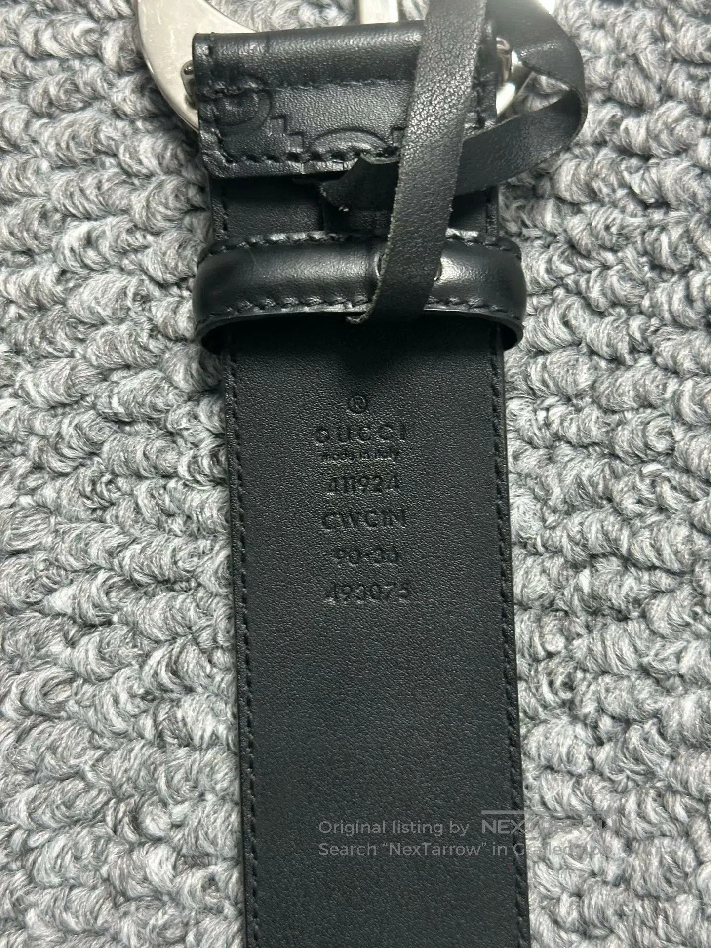 Gucci Guicci Double G Silver Buckle Embossed Belt| Size ONE SIZE - 4 Thumbnail