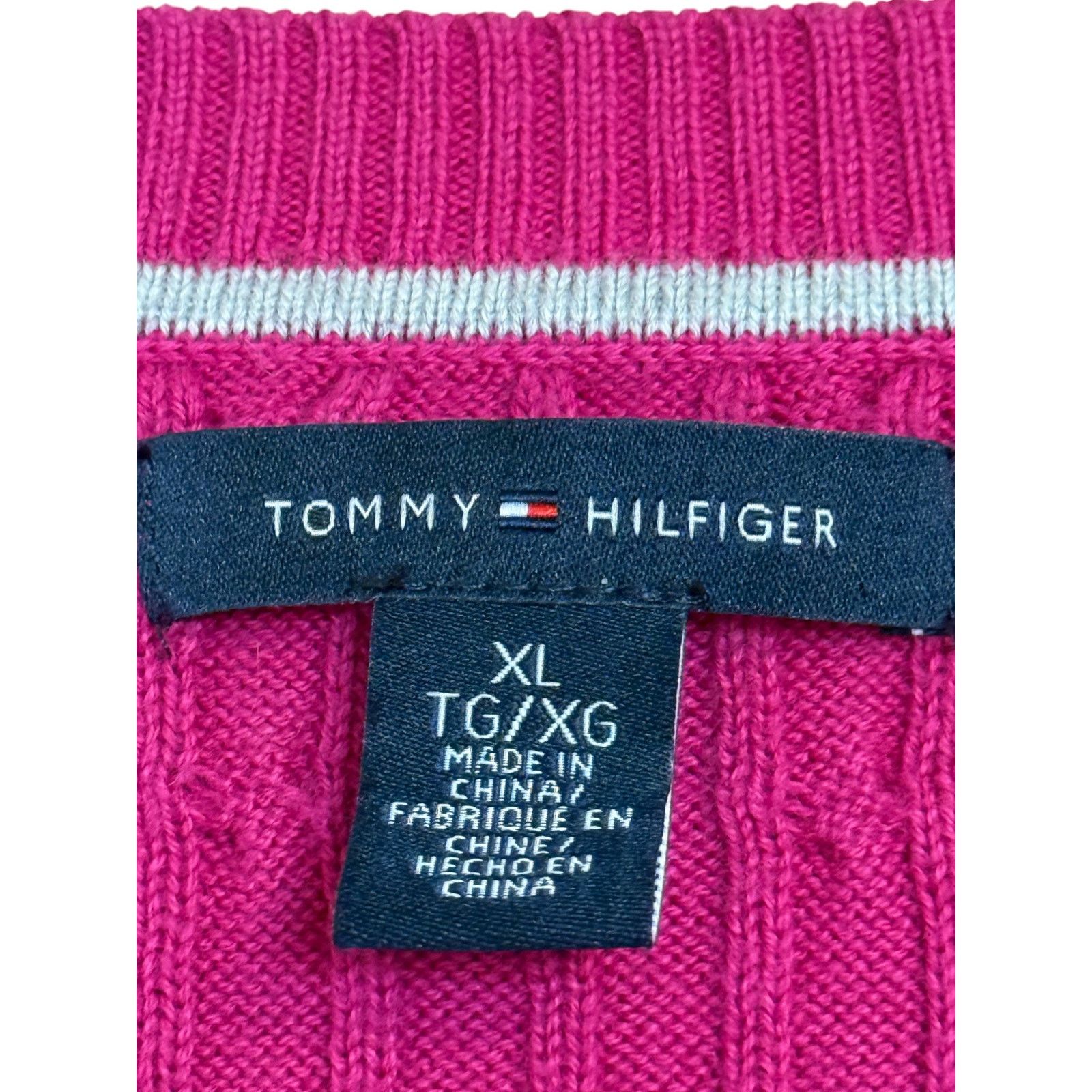Tommy Hilfiger Tommy Hilfiger Sweater Women X Large Pink Cable Knit V Neck Size XL / US 12-14 / IT 48-50 - 4 Thumbnail