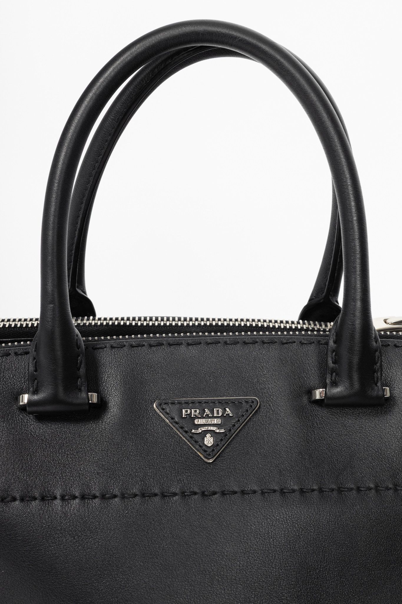 Prada Prada Black Hand Stitched Calfskin Leather Tote Size ONE SIZE - 10 Thumbnail