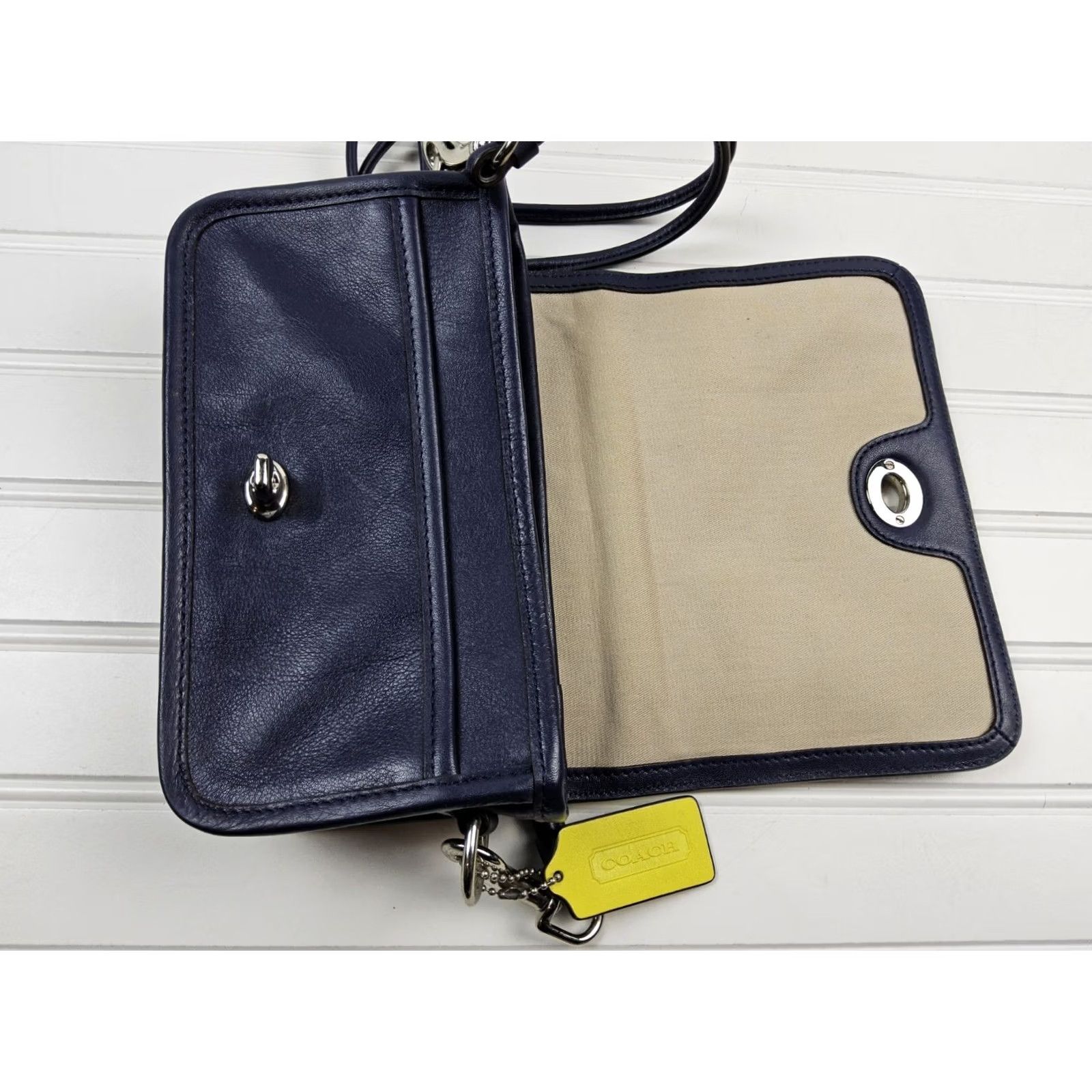 Coach Coach Crossbody Purse Navy Leather Perforated Penny Legacy 22387 Small Size ONE SIZE - 6 Thumbnail