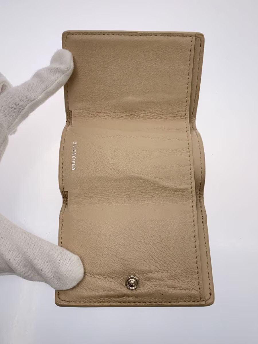 Balenciaga Balenciaga Paper Leather Mini Tri-Fold Wallet Cream Size ONE SIZE - 4 Thumbnail