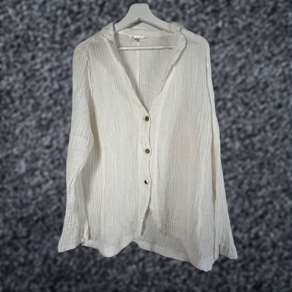 Vintage Kleen Womens Button Down Long Sleeve Shirt XL Lightweight Gauze Ramie Cotton White - Casual Classic Button-Down, Basic, Regular Fit Womens Size XL / US 12-14 / IT 48-50 - 1 Thumbnail