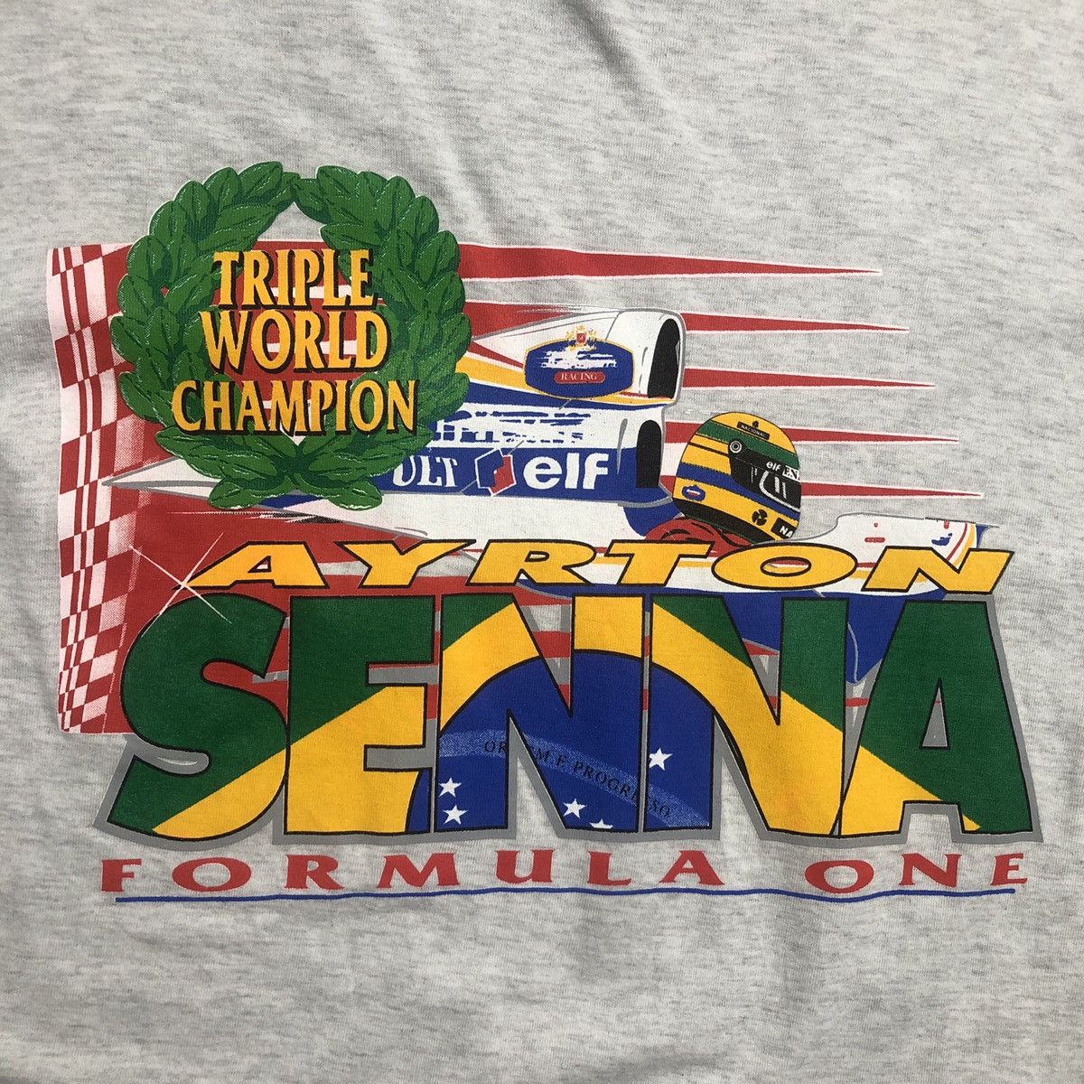 Vintage Vintage Ayrton Senna Formula One Triple World Champion Tee Size US L / EU 52-54 / 3 - 2 Thumbnail