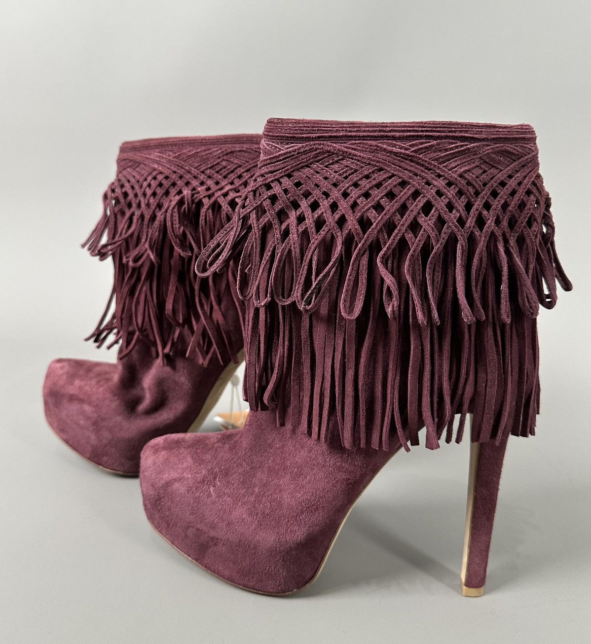 Dior Dior - Burgundy Suede Fringes Booties Size US 6.5 / IT 36.5 - 2 Thumbnail