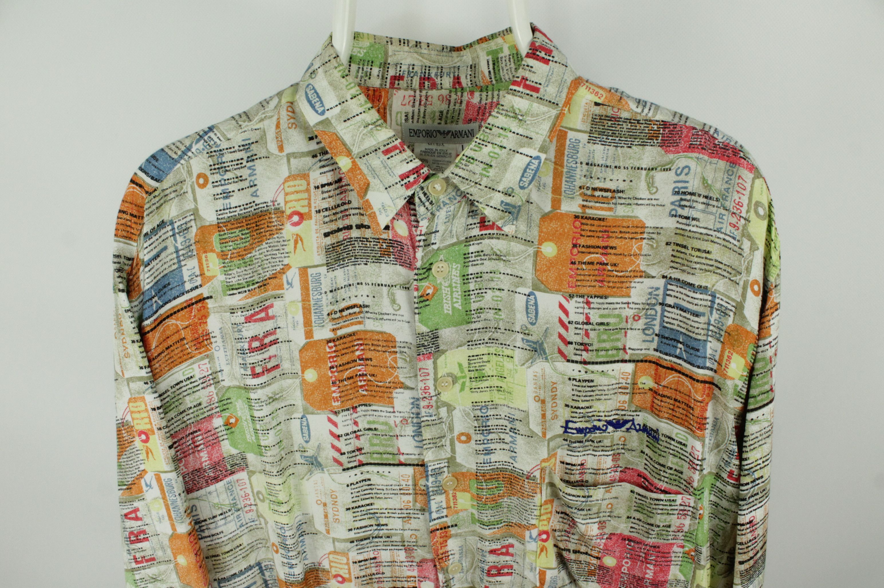Emporio Armani RARE Vintage Emporio Armani Ticket Pattern Shirt Size US L / EU 52-54 / 3 - 2 Thumbnail
