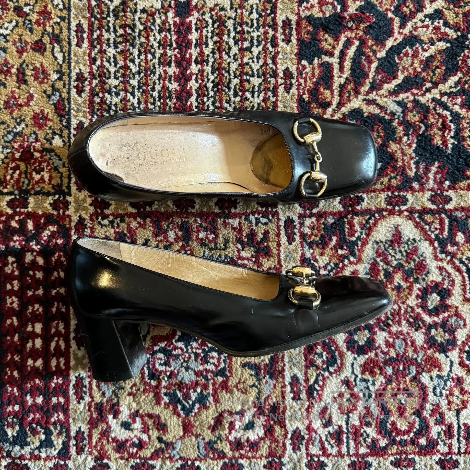 Gucci Gucci Black Gold Horsebit Heel Vintage 37.5. Size US 6.5 / IT 36.5 - 5 Thumbnail