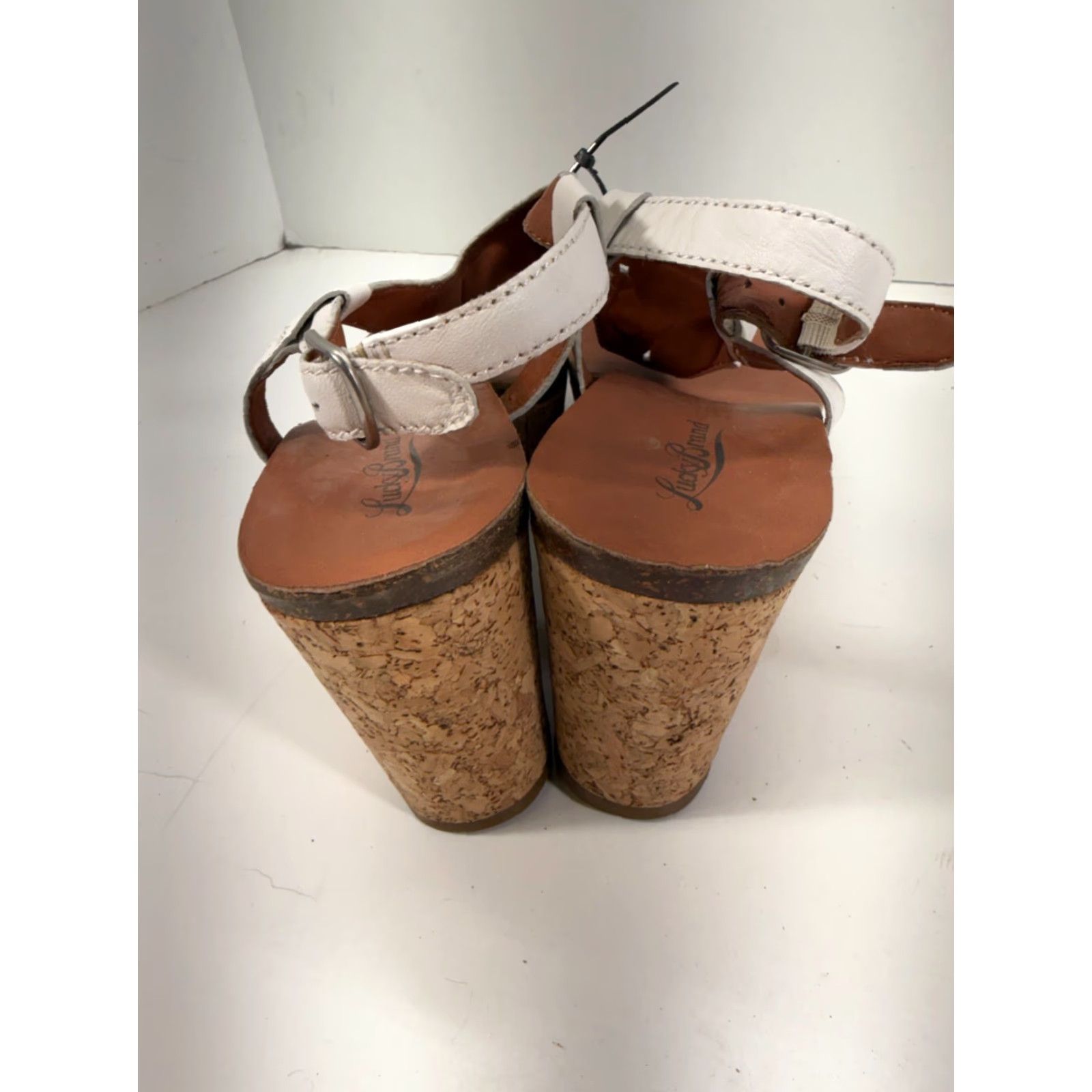 Lucky Brand Lucky Brand Thong Wedge Sandals Womens 9M Brown White Studded Cork Platform Boho Size US 7 / IT 37 - 4 Thumbnail