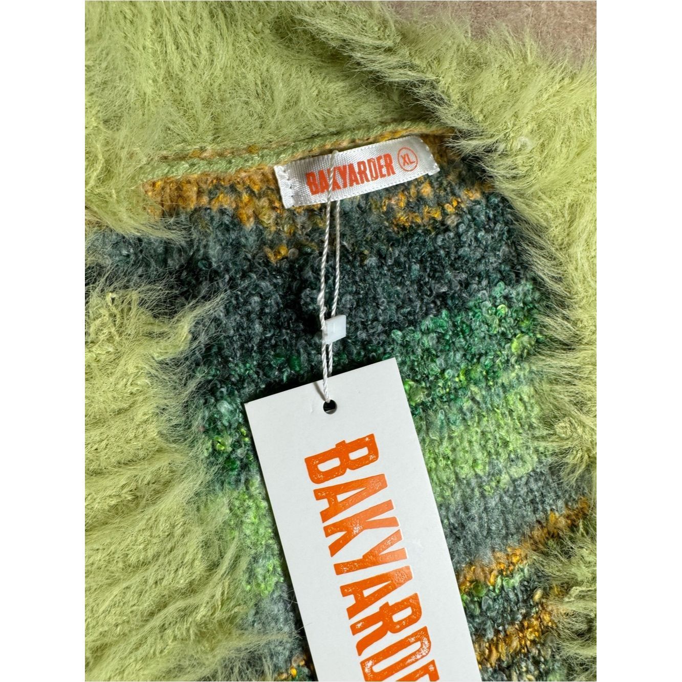 Other NWT New Bakyarder Green Stripe Wool Blend Fuzzy Button Fron Size XL / US 12-14 / IT 48-50 - 8 Thumbnail