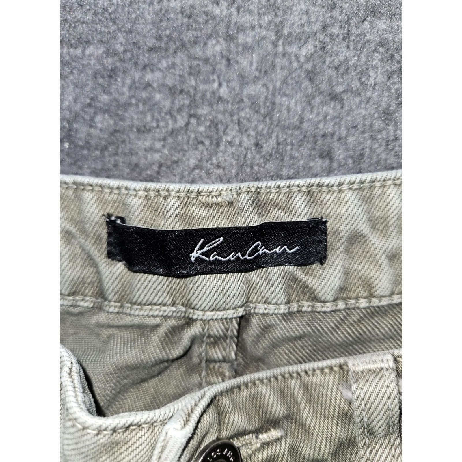 Vintage KanCan Denim Shorts Womens Medium Green Distressed Frayed Hem Cut-Off High Rise 90s Grunge Casual Womens Medium Green Denim Shorts KanCan Size 32" / US 10 / IT 46 - 2 Thumbnail