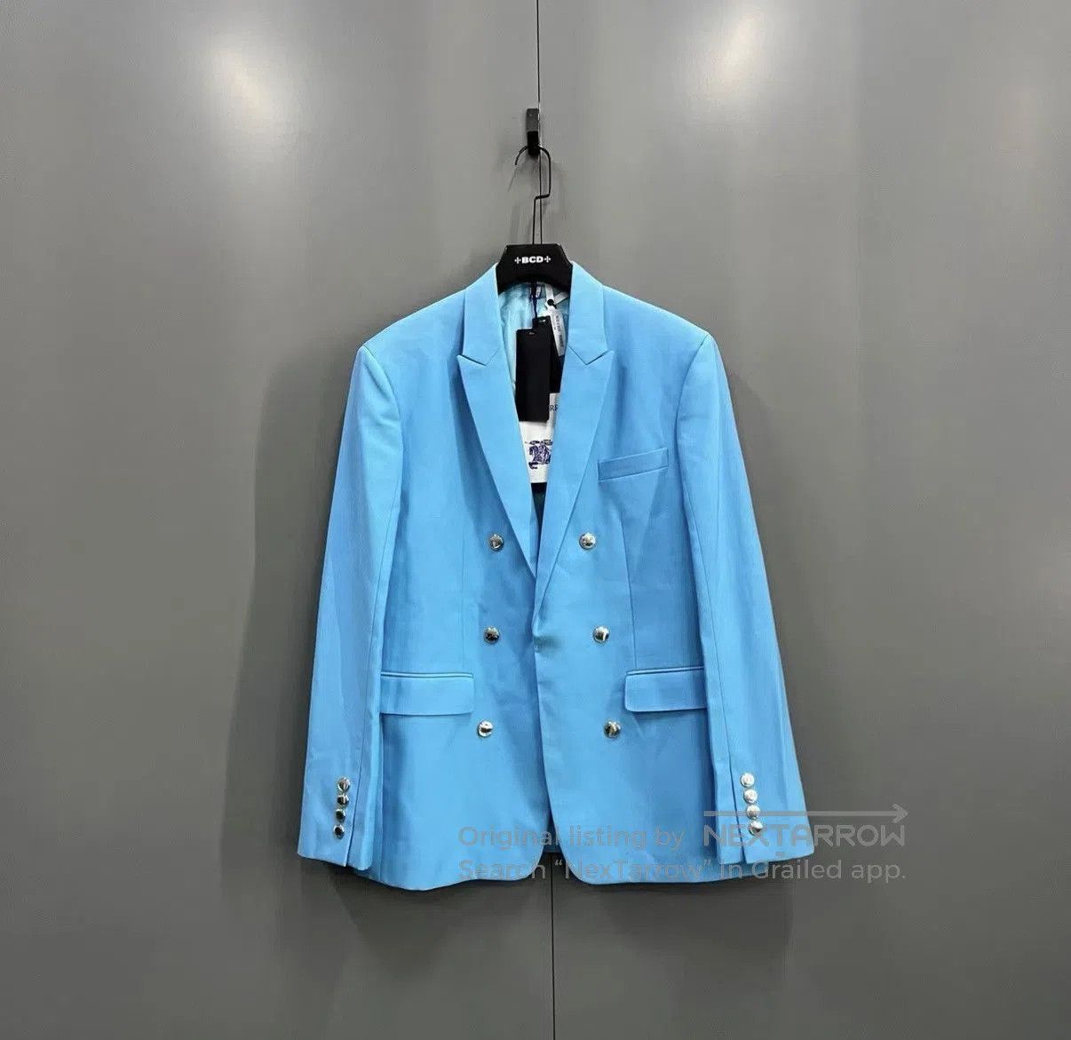 Burberry Blue Double-Breasted Blazer. Size US L / EU 52-54 / 3 - 1 Thumbnail