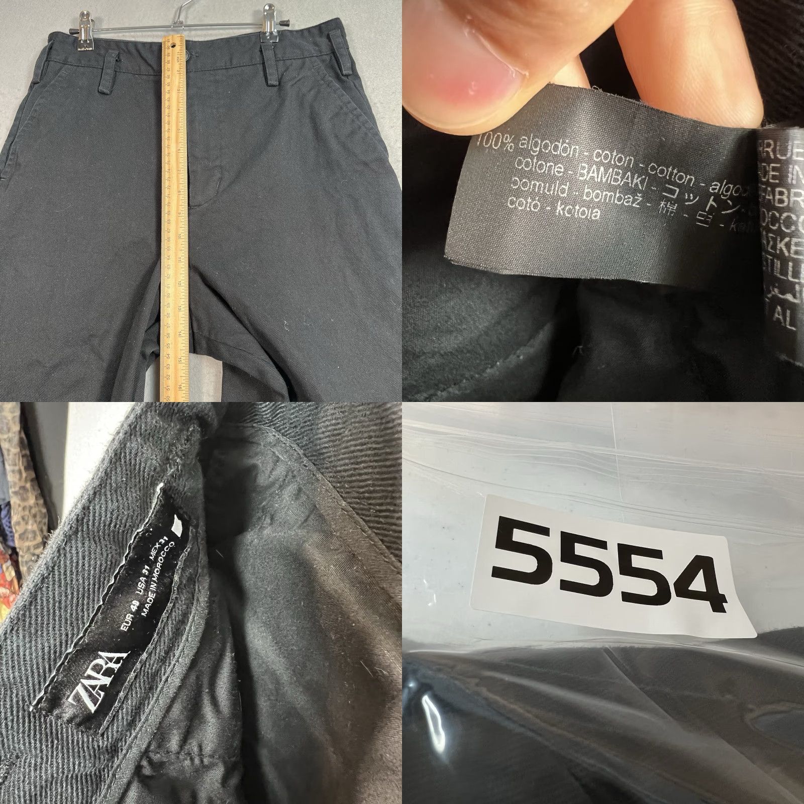 Zara Zara Jeans Womens Size 31 Black Wide Leg Straight Fit 100% Cotton Size 24" / US 00 / IT 34 - 8 Thumbnail
