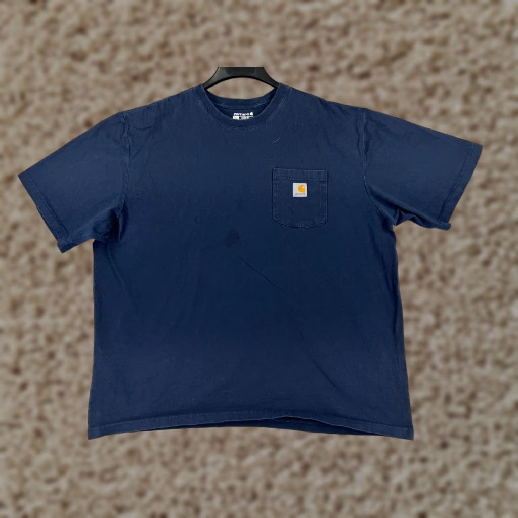 Carhartt VINTAGE Carhartt Shirt Men 2XL Blue Short Sleeve Crew Neck Cotton Jersey with Pocket Workwear 90s Mens 2XL Size US XXL / EU 58 / 5 - 1 Thumbnail
