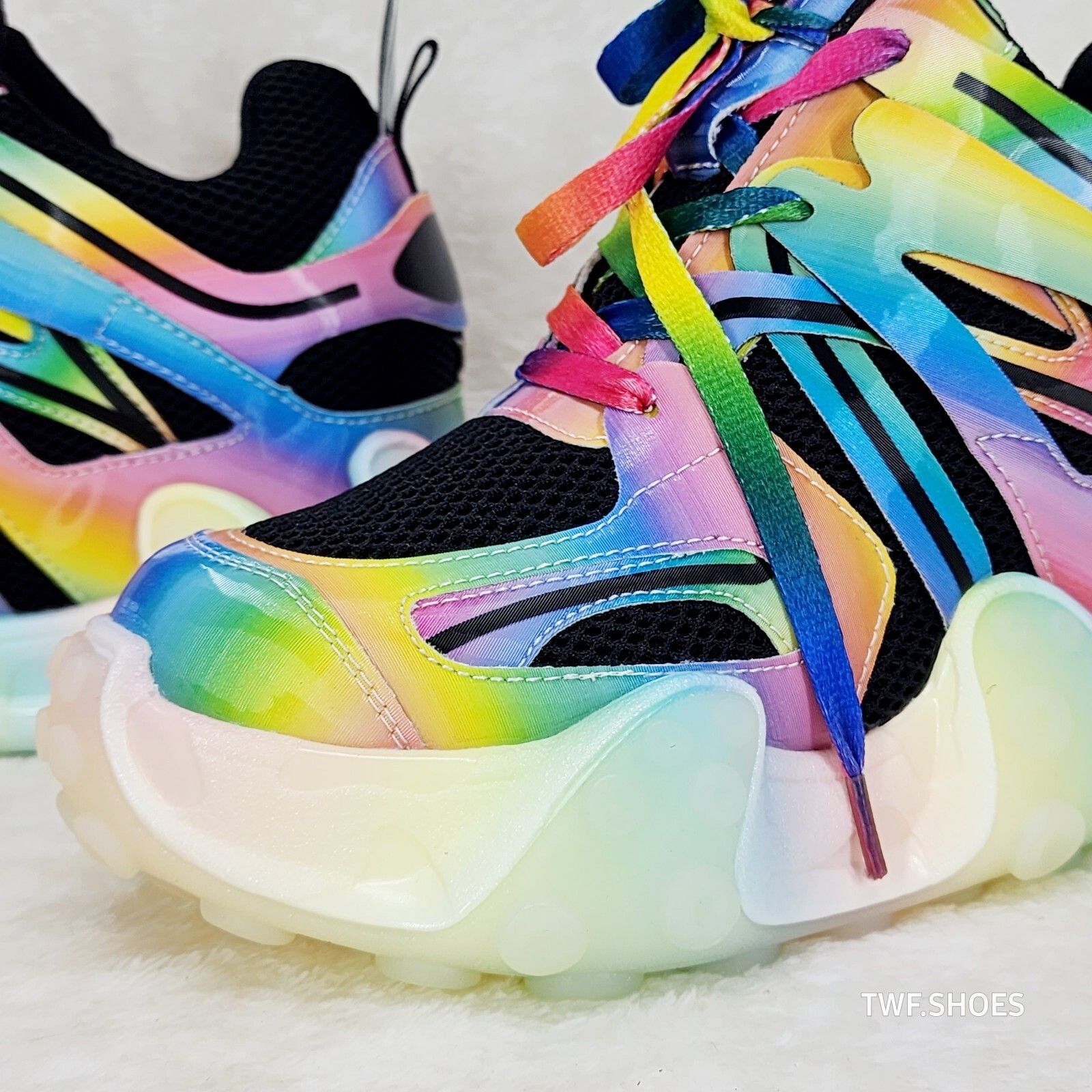Other Anthony Wang Alien Black & Rainbow Hidden Wedge Platform Sne Size US 6.5 / IT 36.5 - 8 Thumbnail
