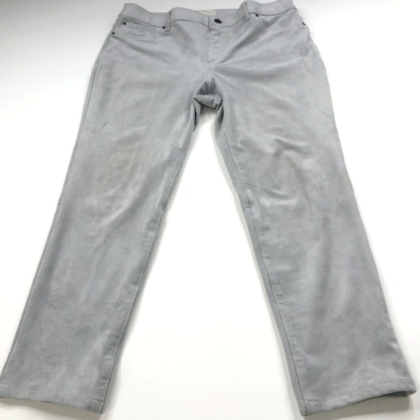 Vintage Chico's Faux Suede 1.5 Mid Rise Slim Straight Pants Gray MINT Size 26" / US 2 / IT 38 - 3 Thumbnail