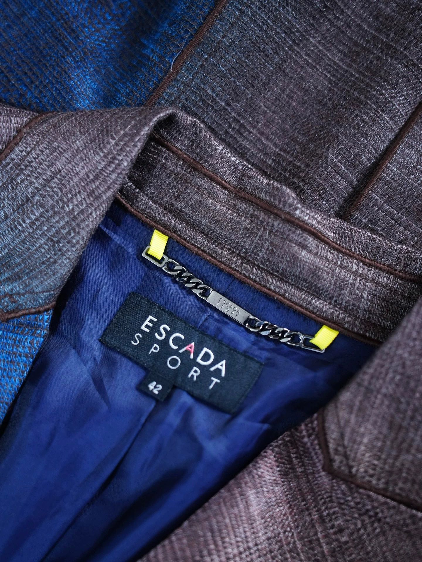 Escada Escada Vtg Wool Blend Blue Brown Gradient Blazer Size M / US 6-8 / IT 42-44 - 9 Thumbnail
