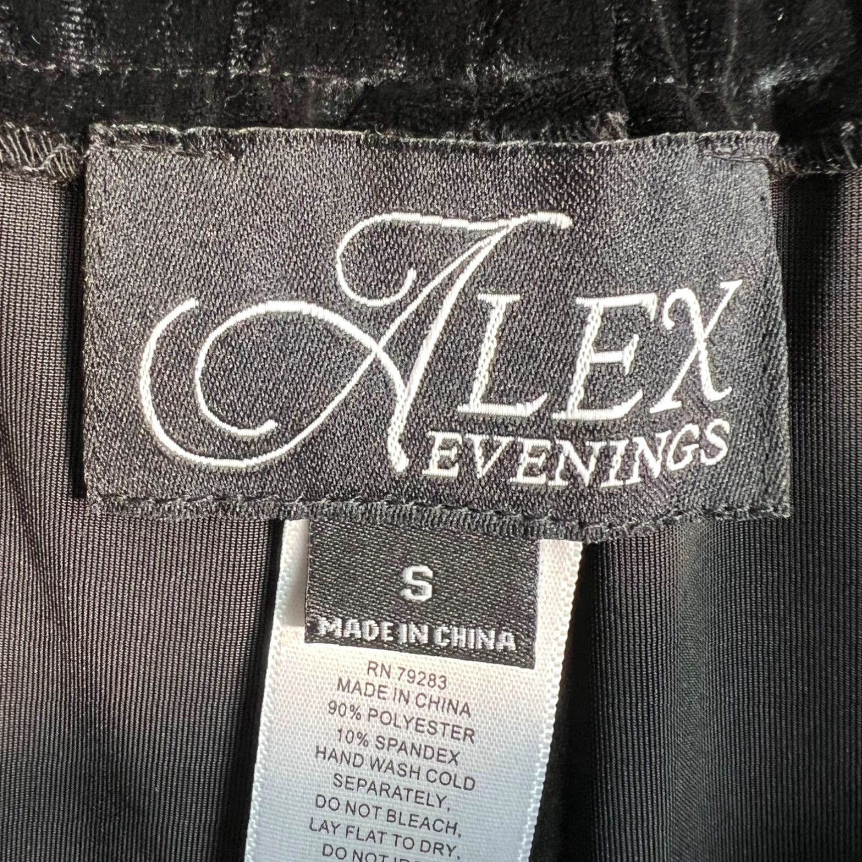 Alex Evenings Alex Evenings Womens Slim Black Velour Pull-On Wide-Leg Pants S NEW Velour Dress Pants Size 28" / US 6 / IT 42 - 3 Thumbnail