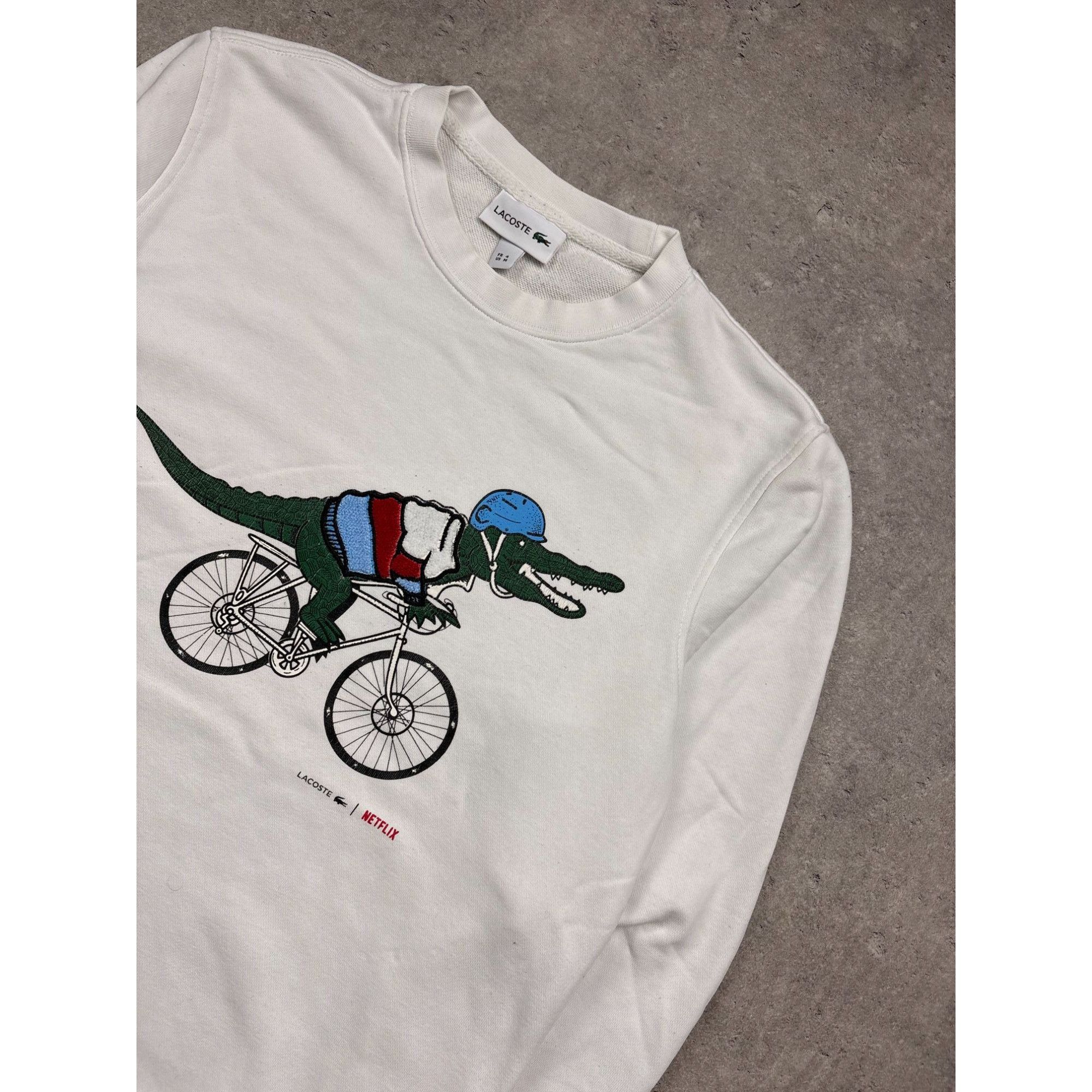 Lacoste Lacoste X Netflix Crocodile Cycling Sweatshirt White M Cotto Size US M / EU 48-50 / 2 - 2 Thumbnail