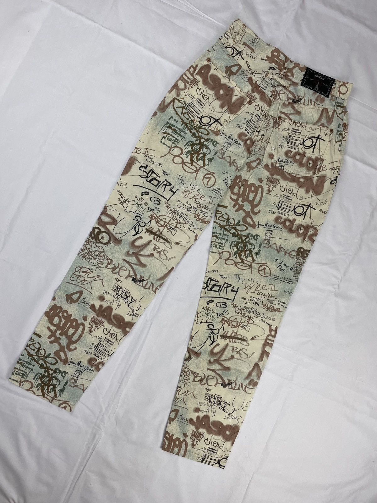 Jean Paul Gaultier SS1994 Jean Paul Gaultier Graffiti Print Pants Vintage Size 27" / US 4 / IT 40 - 4 Thumbnail