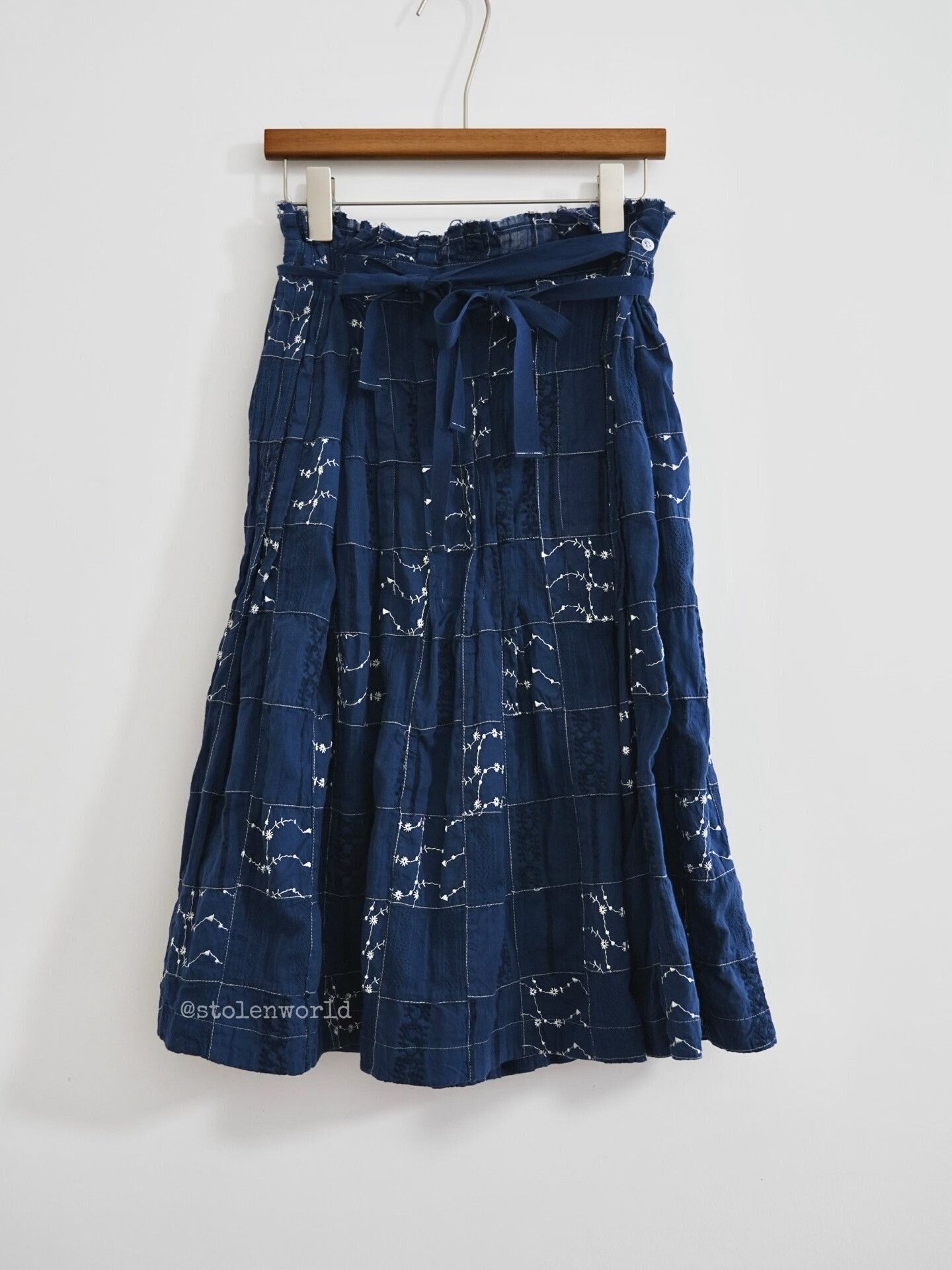 Comme des Garcons blue dyed patchwork embroidered skirt Size 23" - 1 Thumbnail