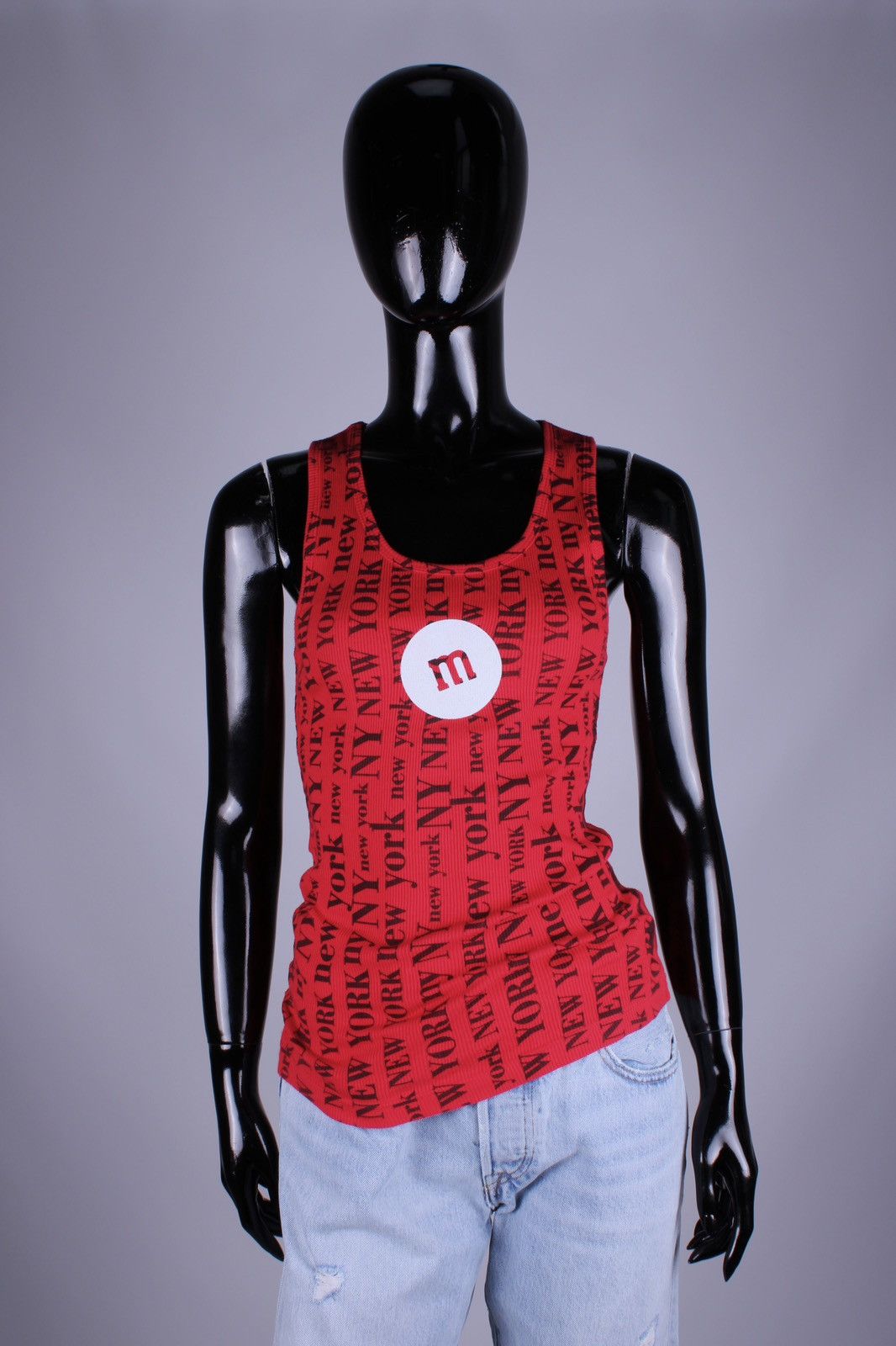 Vintage M&M's World Vintage New York Cotton Stretches Red Tank Top Size M / US 6-8 / IT 42-44 - 2 Thumbnail