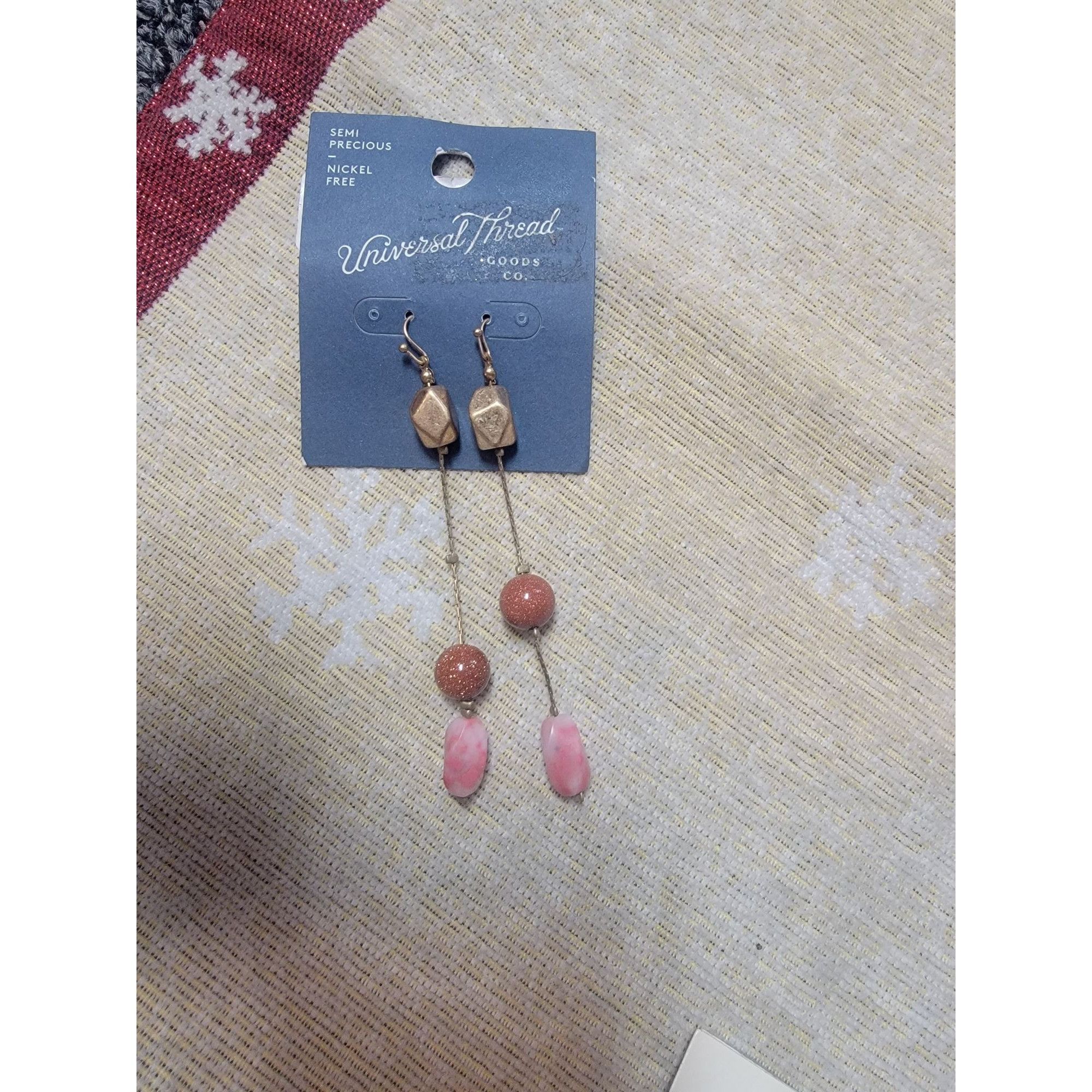 Other Universal Thread Semi-Precious Bead Drop Earrings Worn Gold Size ONE SIZE - 1 Thumbnail