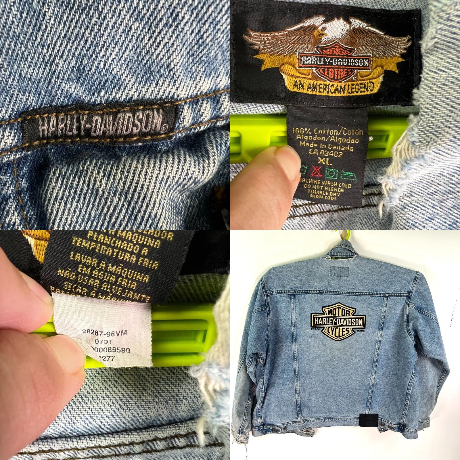 Harley Davidson VINTAGE Harley-Davidson Distressed Jean Jacket Biker Men’s Size XL Blue Classic Motorcycle Size US 36 / EU 52 - 8 Thumbnail