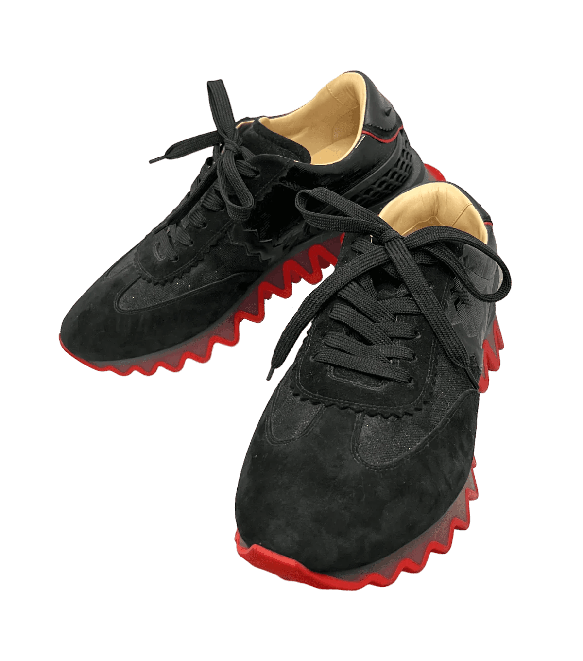image of Christian Louboutin Suede Mixed Loubishark Sneakers in Black, Men's (Size 11)