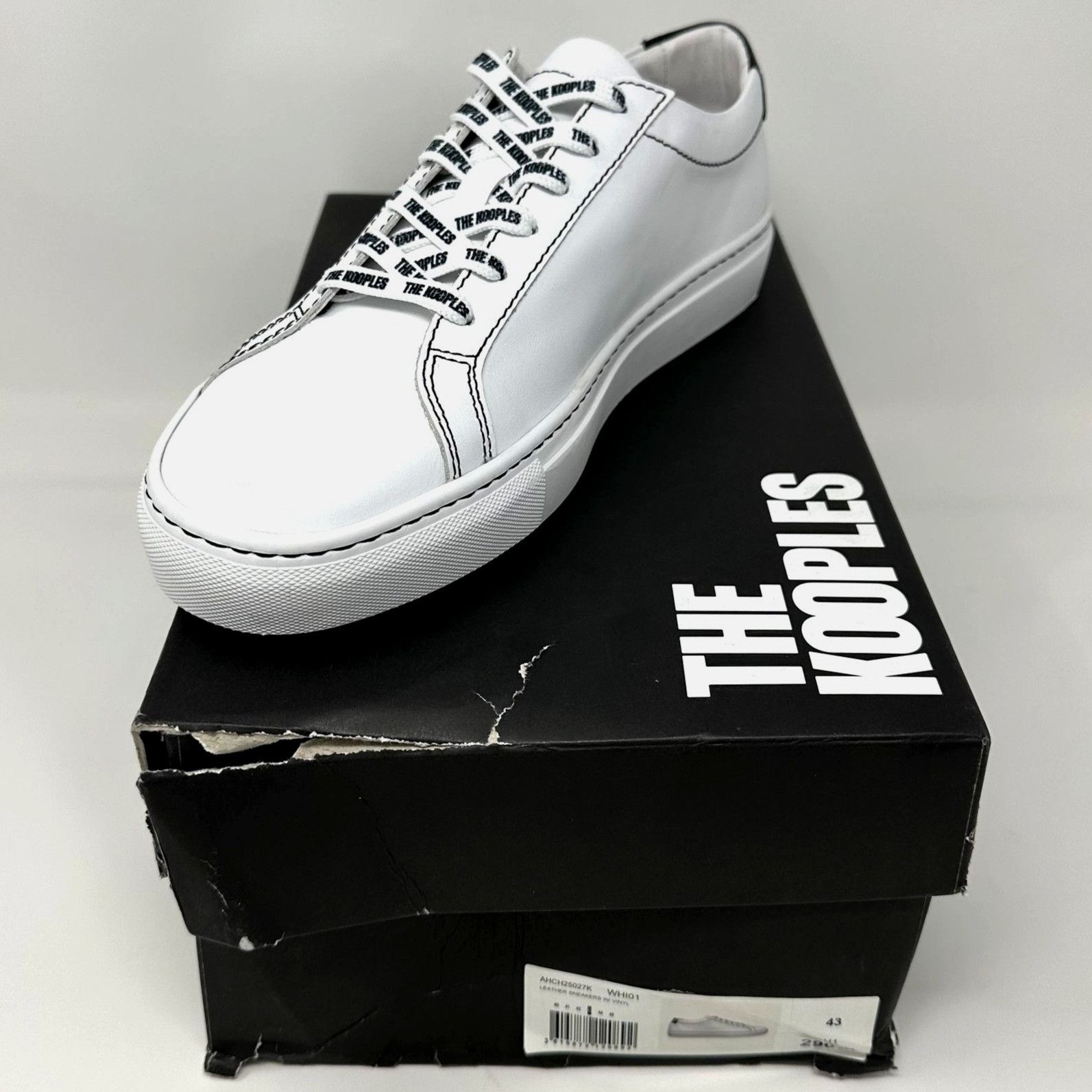 The Kooples The Kooples White Leather Lace-Up Sneakers w Contrast Stitch Size US 9 / EU 42 - 11 Thumbnail