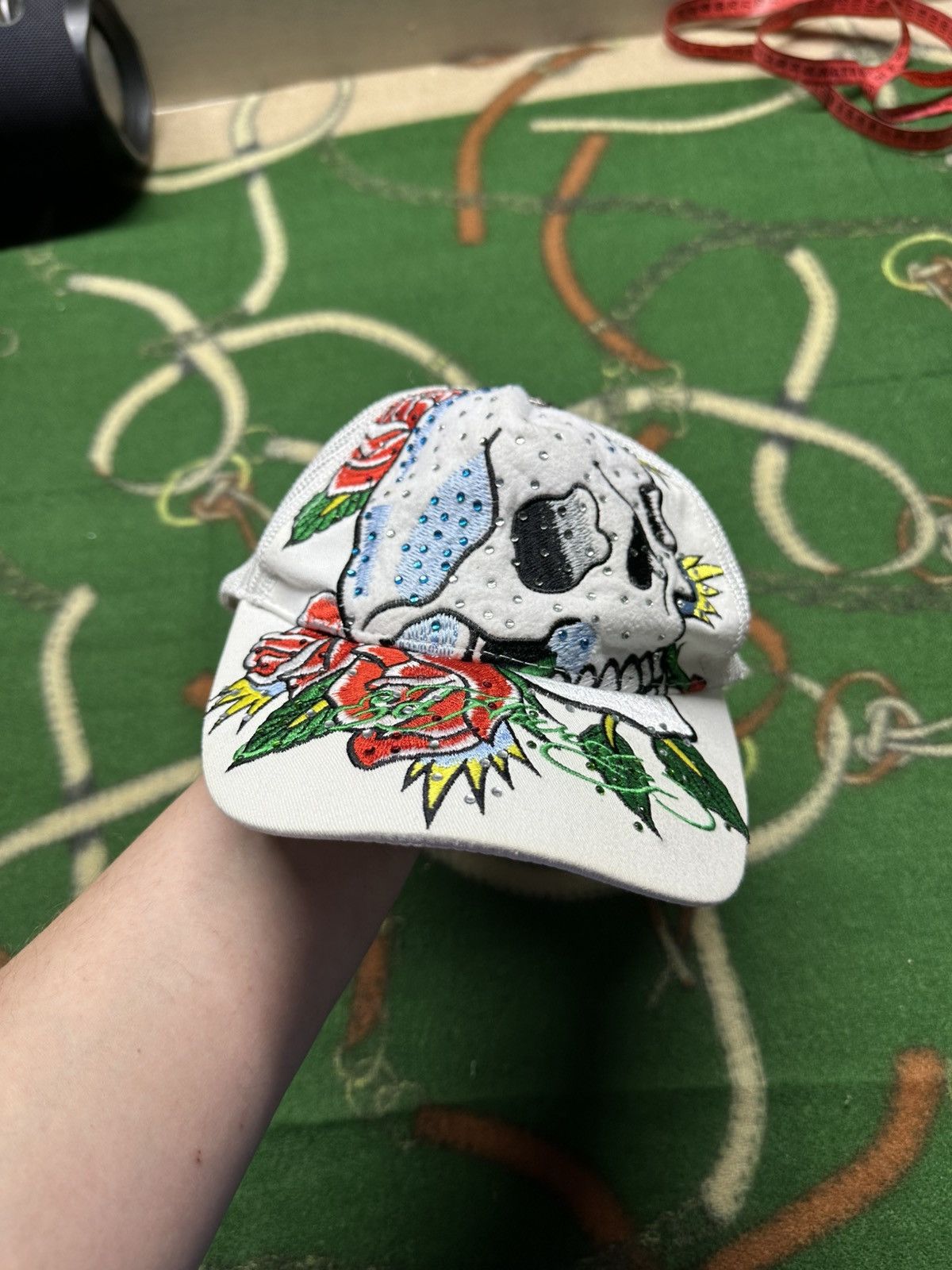 Ed Hardy Ed Hardy Tattoo Y2K Vintage Skull Roses Trucker Hat Size ONE SIZE - 5 Thumbnail