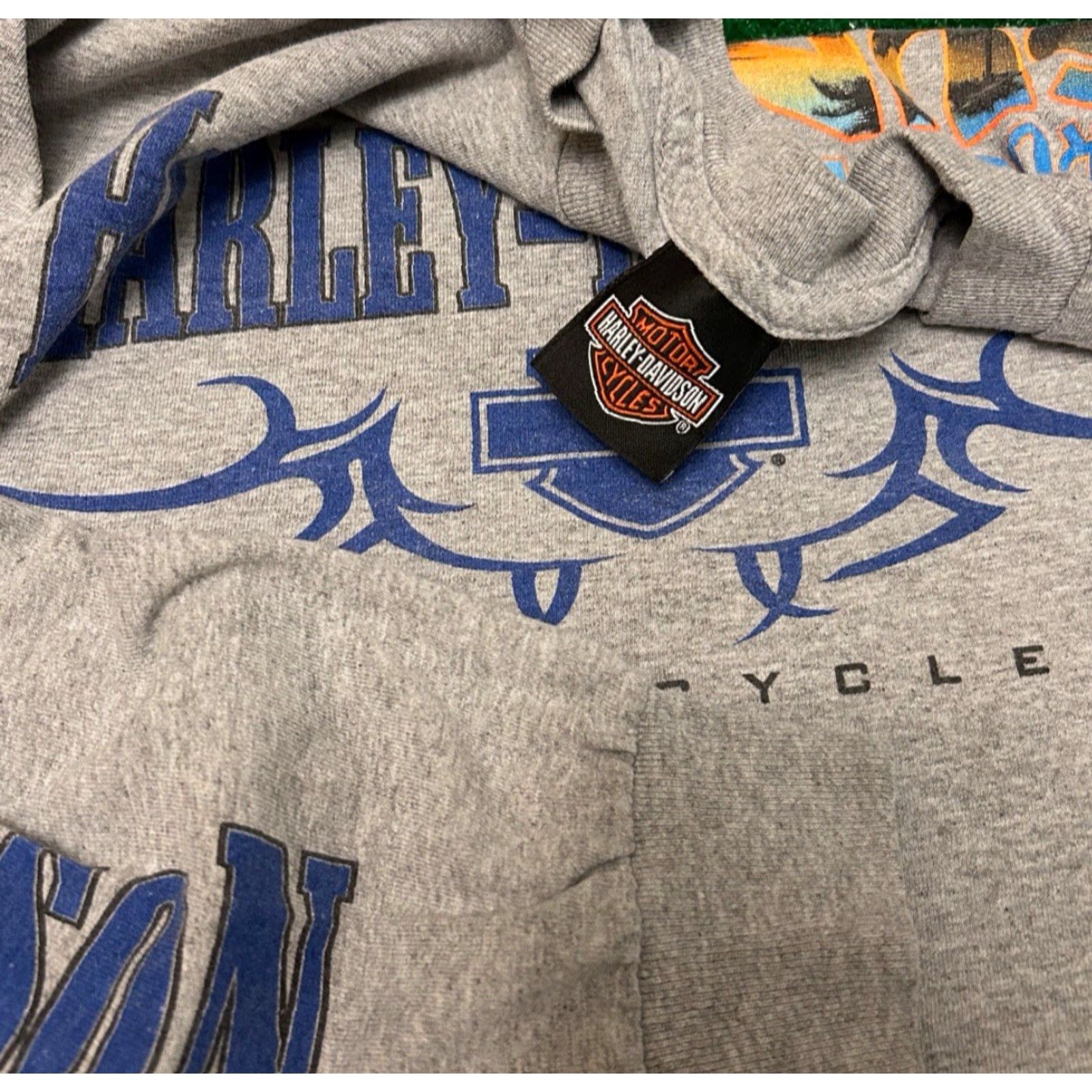 Harley Davidson VINTAGE Harley-Davidson Biker Logo Long Sleeve Shirt Mens L Gray 90s Y2K Spider Web Logo 2012 Florida Size US L / EU 52-54 / 3 - 3 Thumbnail