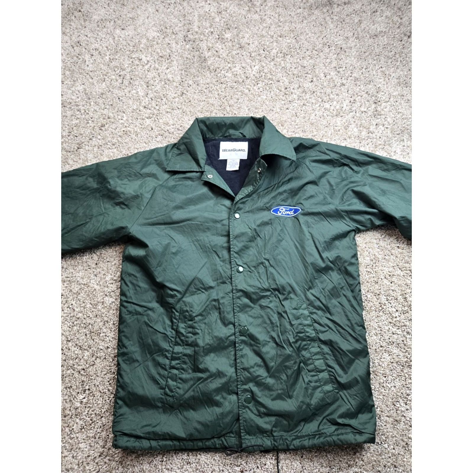 Ford VINTAGE WearGuard Windbreaker Jacket Mens S Green Snap Front Lined Nylon Mid-Length Casual Workwear Cars USA 90s? No Size US S / EU 44-46 / 1 - 3 Thumbnail