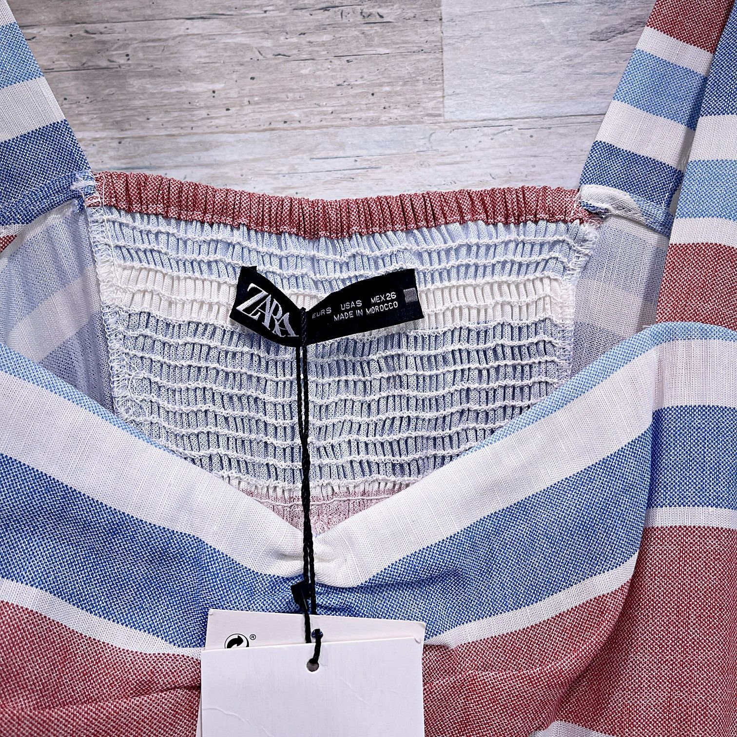 Zara ZARA Striped Linen Blend Midi Sun Dress Womens Small Size S / US 4 / IT 40 - 7 Thumbnail