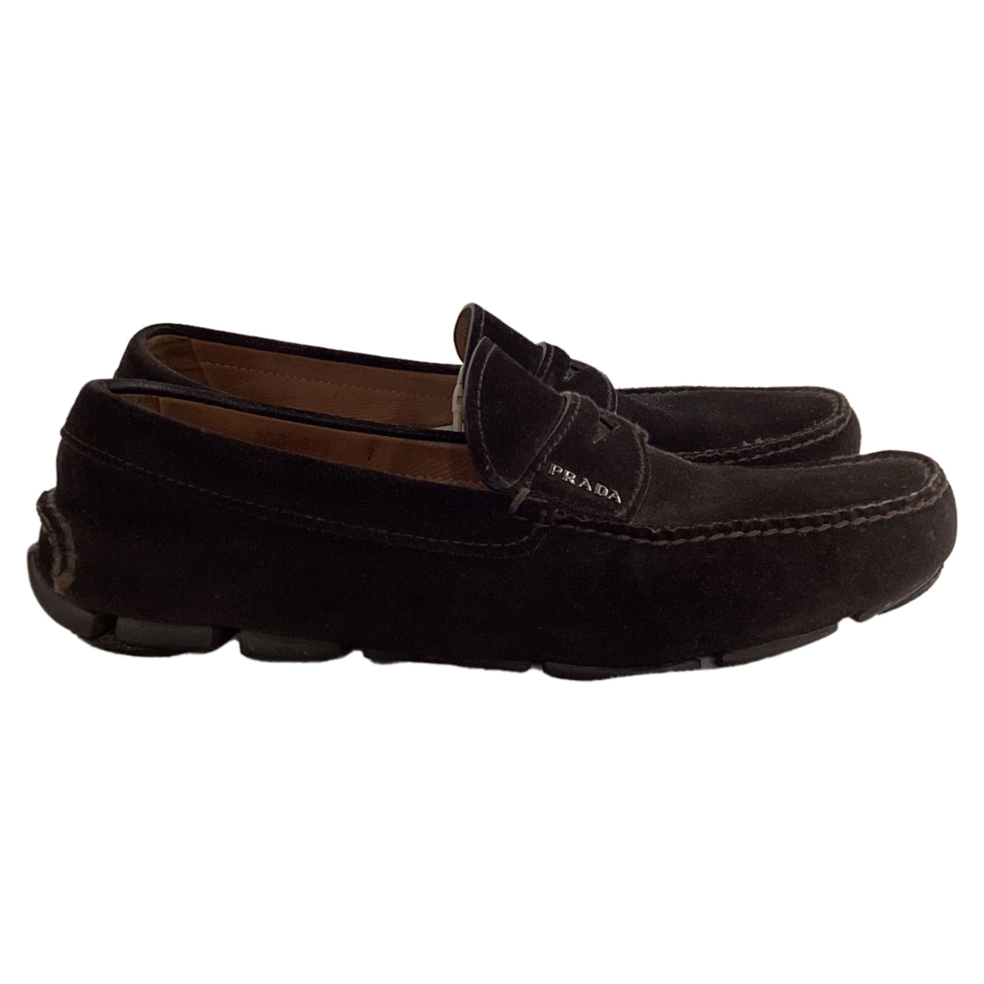 Prada Prada Logo Penny Driver Loafers in Brown Suede Size US 7.5 / EU 40-41 - 1 Thumbnail