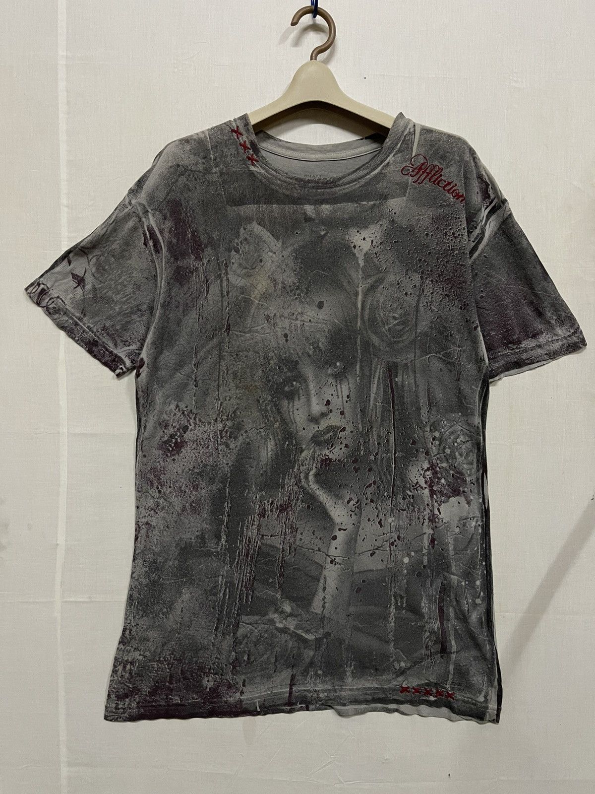Affliction × Vintage Vintage Affliction Bamboo Crying Girl Design t shirt Size US S / EU 44-46 / 1 - 1 Thumbnail