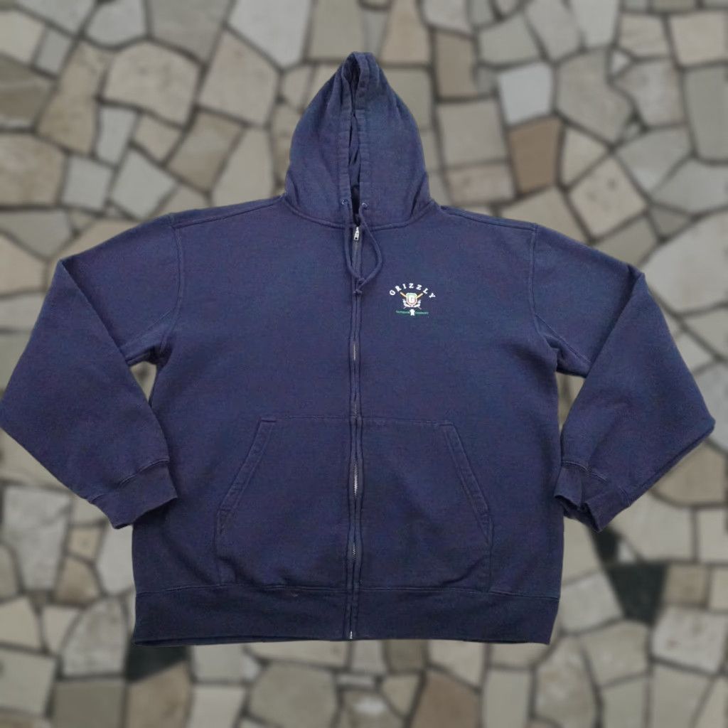 Vintage Grizzly Griptape Hoodie Mens XL Blue Zip Sweatshirt Skateboarding Outdoor Rowing Full Zip Hooded Pockets Embroidered Logo - Regular Fit Sweatshirt Size US XL / EU 56 / 4 - 1 Thumbnail