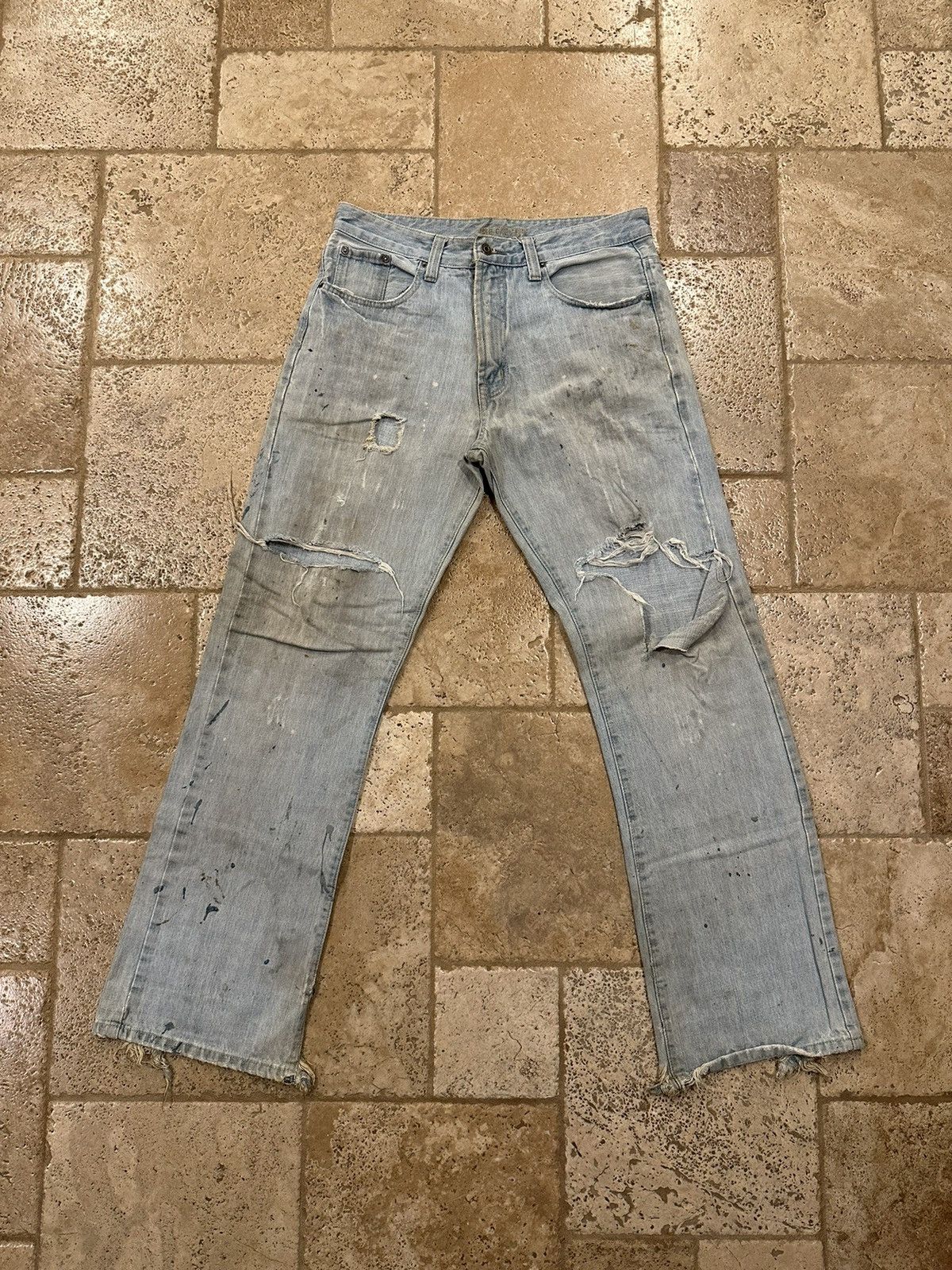 Vintage Vintage Bootcut Flare Trashed Distressed Blue Denim Jeans Size US 32 / EU 48 - 1 Thumbnail