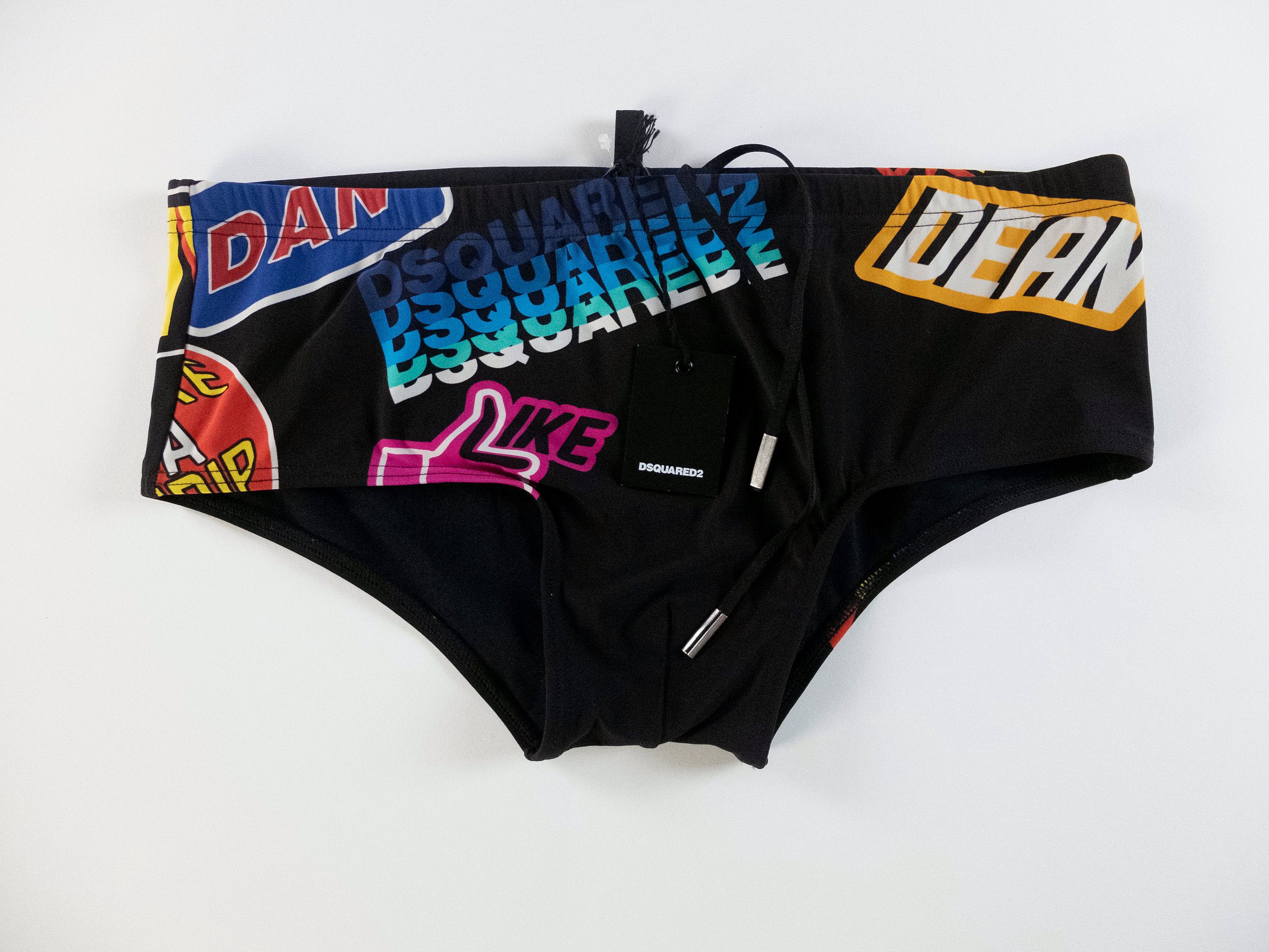 Dsquared2 DSQUARED2 black logo print wide side swim briefs 48 Medium Size US 32 / EU 48 - 1 Thumbnail