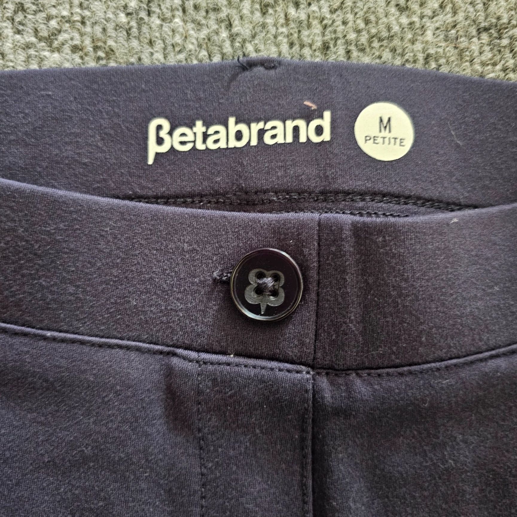 Vintage Betabrand Pants Womens Medium Petite Navy Blue Mid Rise Elastic Waist Pull On Pants Size 30" / US 8 / IT 44 - 3 Thumbnail