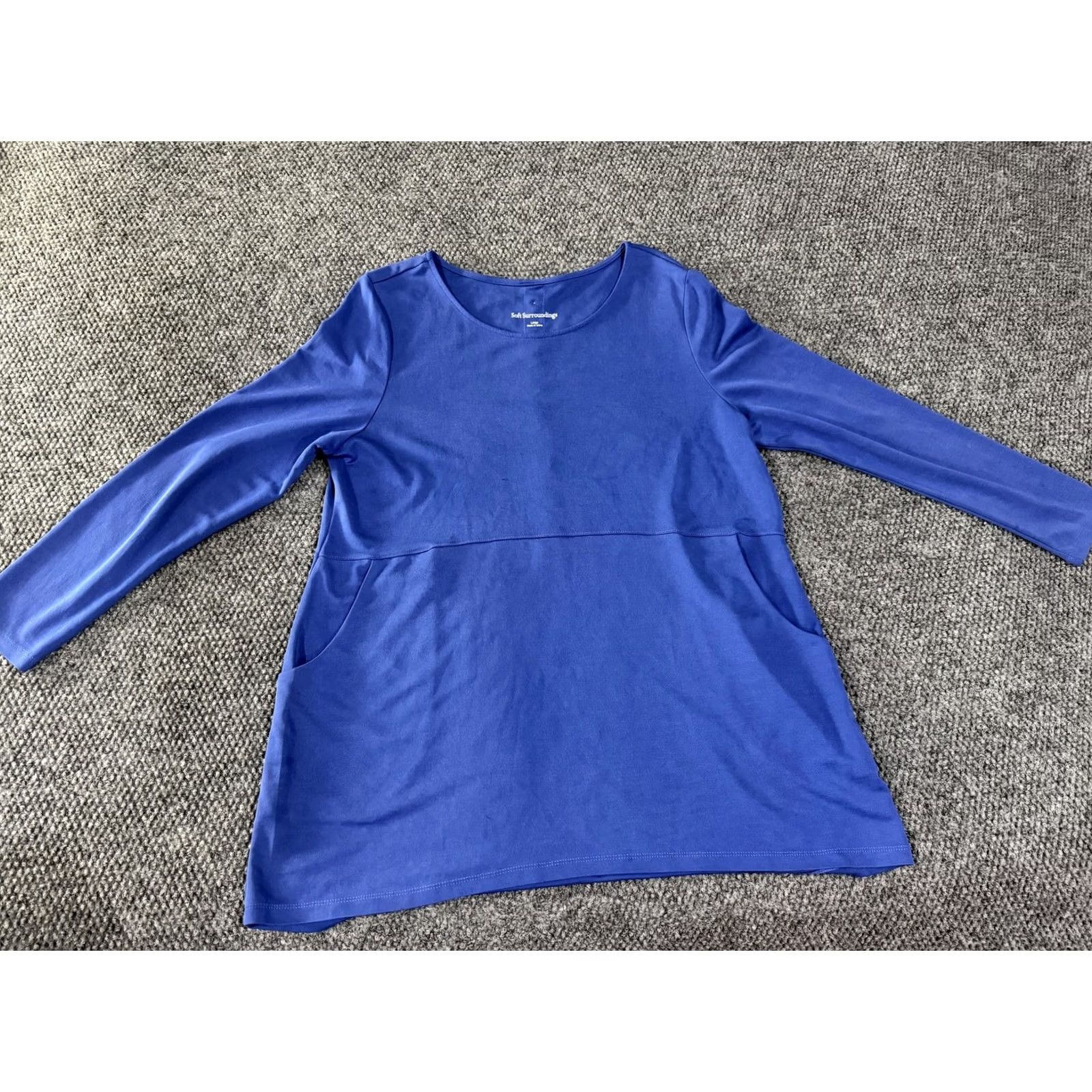 Soft Surroundings Soft Surroundings Blouse Womens Large Blue Scoop Neck Long Sleeve Tunic Top Size L / US 10 / IT 46 - 3 Thumbnail