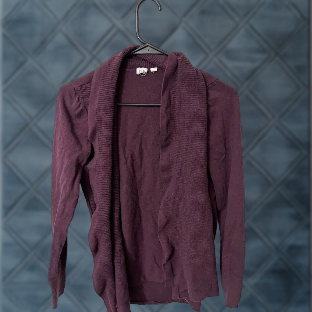 Gap Gap Cardigan Women Small Maroon Open Front Knit Short Sleeve 90s Retro Casual Size S / US 4 / IT 40 - 1 Thumbnail